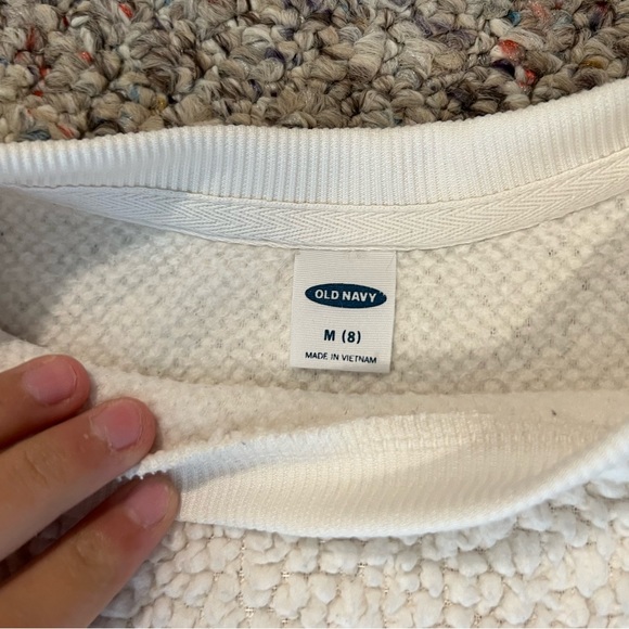 Girls Old Navy cream colored cropped sweatshirt sz 8 - Picture 5 of 6